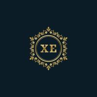 logotipo de letra xe con plantilla de oro de lujo. plantilla de vector de logotipo de elegancia.