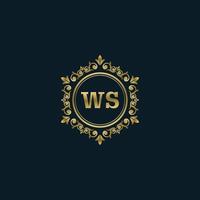 logotipo de letra ws con plantilla de oro de lujo. plantilla de vector de logotipo de elegancia.