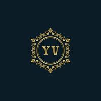 logotipo de letra yv con plantilla de oro de lujo. plantilla de vector de logotipo de elegancia.