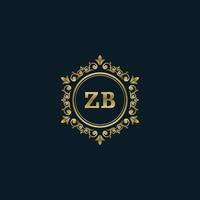 logotipo de letra zb con plantilla de oro de lujo. plantilla de vector de logotipo de elegancia.