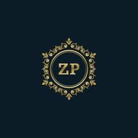 logotipo de letra zp con plantilla de oro de lujo. plantilla de vector de logotipo de elegancia.