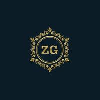 logotipo de letra zg con plantilla de oro de lujo. plantilla de vector de logotipo de elegancia.