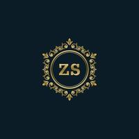 logotipo de letra zs con plantilla de oro de lujo. plantilla de vector de logotipo de elegancia.