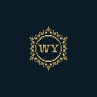logotipo de letra wy con plantilla de oro de lujo. plantilla de vector de logotipo de elegancia.