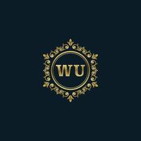 logotipo de letra wu con plantilla de oro de lujo. plantilla de vector de logotipo de elegancia.