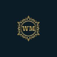 logotipo de letra wm con plantilla de oro de lujo. plantilla de vector de logotipo de elegancia.