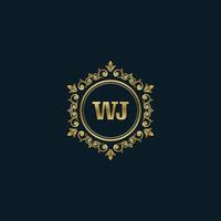 logotipo de letra wj con plantilla de oro de lujo. plantilla de vector de logotipo de elegancia.