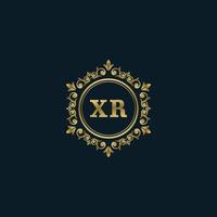 logotipo de letra xr con plantilla de oro de lujo. plantilla de vector de logotipo de elegancia.