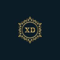 logotipo de la letra xd con plantilla de oro de lujo. plantilla de vector de logotipo de elegancia.