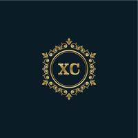 logotipo de la letra xc con plantilla de oro de lujo. plantilla de vector de logotipo de elegancia.