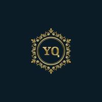 logotipo de letra yq con plantilla de oro de lujo. plantilla de vector de logotipo de elegancia.