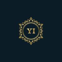 logotipo de letra yi con plantilla de oro de lujo. plantilla de vector de logotipo de elegancia.