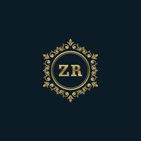 logotipo de letra zr con plantilla de oro de lujo. plantilla de vector de logotipo de elegancia.