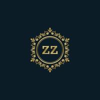 logotipo de letra zz con plantilla de oro de lujo. plantilla de vector de logotipo de elegancia.