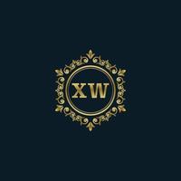 logotipo de letra xw con plantilla de oro de lujo. plantilla de vector de logotipo de elegancia.