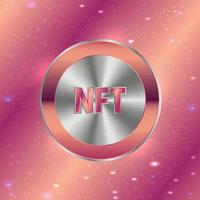 Deep pruple color NFT coin with neon and space effect vector