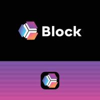 logotipo de vector de bloque futurista