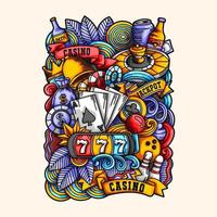 ilustración de diseño de elemento de vector de doodle de casino