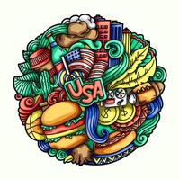 ilustración de diseño de elemento de vector de doodle de icono americano