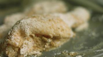 Meat meat in flour with spices. I preparing fried chicken video