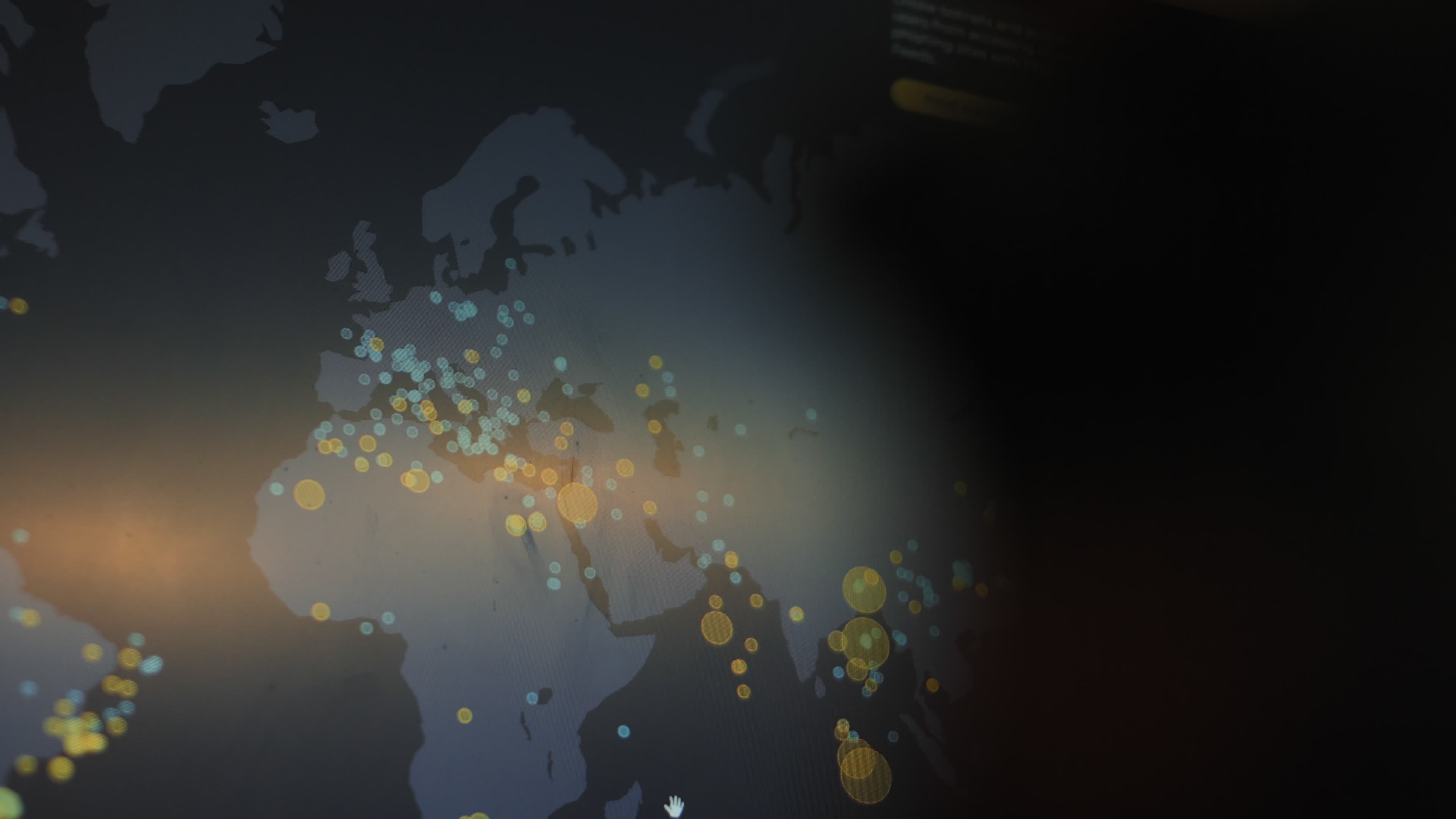 World map with different targets for cyber attack. Hacking and