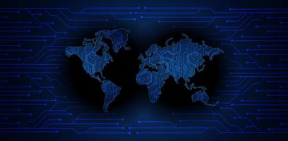 Modern World Map Holograph on Technology Background vector