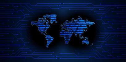 Modern World Map Holograph on Technology Background vector