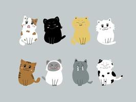 conjunto de caracteres de dibujos animados de gato vector