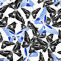 seamless repeating pattern of black and gray butterflies on a white background, texture, design photo