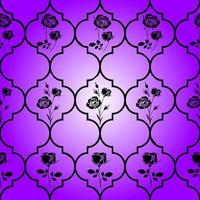 bushy black geometric pattern with floral elements on purple background, tile, symmetrical repeat pattern, texture, design photo