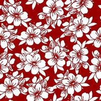 seamless floral pattern of white flowers on a dark red background, texture, repeat pattern, design photo