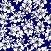 seamless floral pattern of white flowers on a dark blue background, texture, repeat pattern, design photo