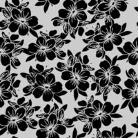 gray black seamless floral asymmetric pattern, monochrome repeat pattern, texture, design photo