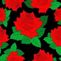 red roses seamless pattern on black background, texture, repeating pattern, design photo