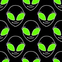 seamless symmetrical white-green pattern with a close-up humanoid face on a black background, texture, design photo