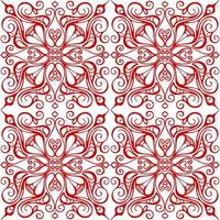 seamless graphic pattern, floral red ornament tile on white background, texture, design photo