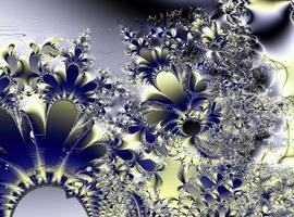 bright abstract blue-yellow pattern from lines of weaves and flowers, background, design photo