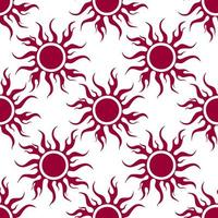 seamless symmetrical graphic pattern of purple suns on white background, texture, design photo