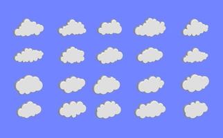 White cloud Icon Set vector