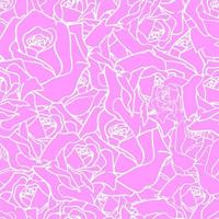 seamless abstract white contour pattern of rose buds on a pink background, texture, design photo