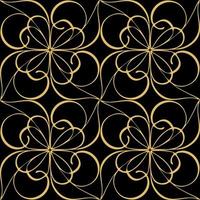 seamless graphic abstract tile pattern, golden geometric ornament on black background, texture, design photo