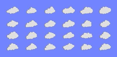 White cloud Icon Set vector