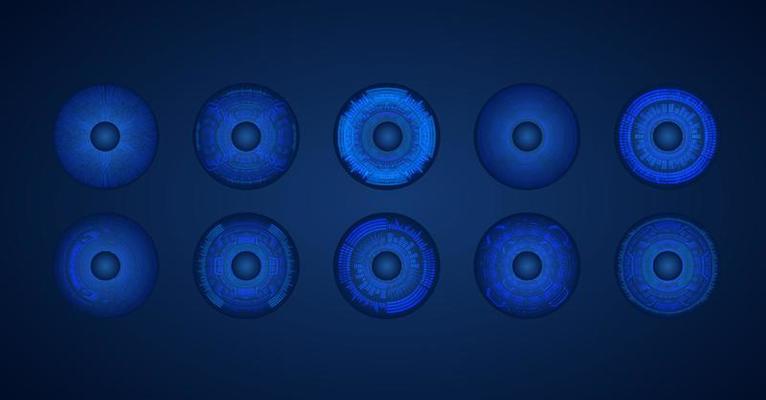 Modern Technology Icon Pack with Blue Eyes