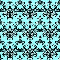 symmetrical seamless ornament tile of black graphic abstract elements on a green background, texture, design photo