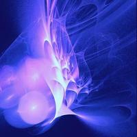 bright abstract background of glowing weaves of blue lines on a dark background, design, illustration photo