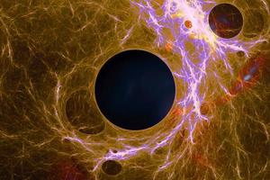 abstract background of bright orange-yellow lines on a black background, neural network, design photo