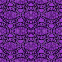 seamless graphic pattern, floral black ornament tile on purple background, texture, design photo