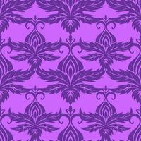 Azulejo de adorno simétrico sin costuras de elementos abstractos gráficos púrpuras sobre fondo magenta, textura, diseño foto