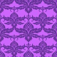 symmetrical seamless ornament tile of purple graphic abstract elements on magenta background, texture, design photo