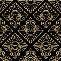 seamless graphic abstract tile pattern, golden geometric ornament on black background, texture, design photo
